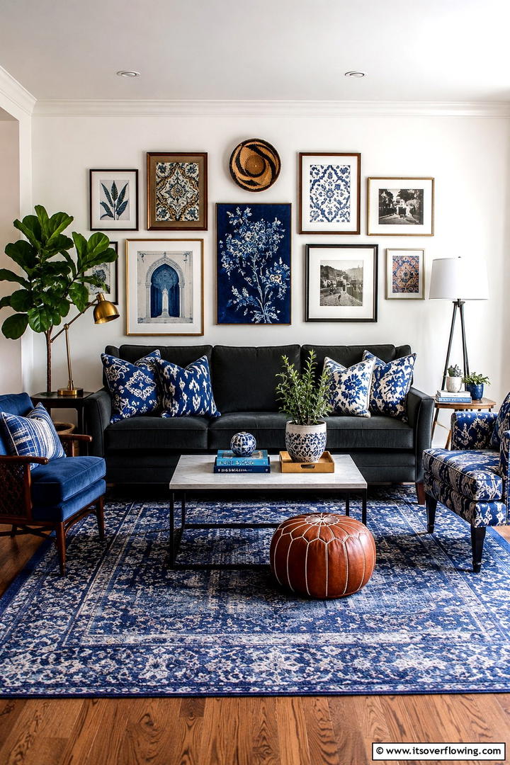Eclectic Mix in Blue and Grey - 30 Navy Blue and Grey Living Room Ideas for Sophisticated Style