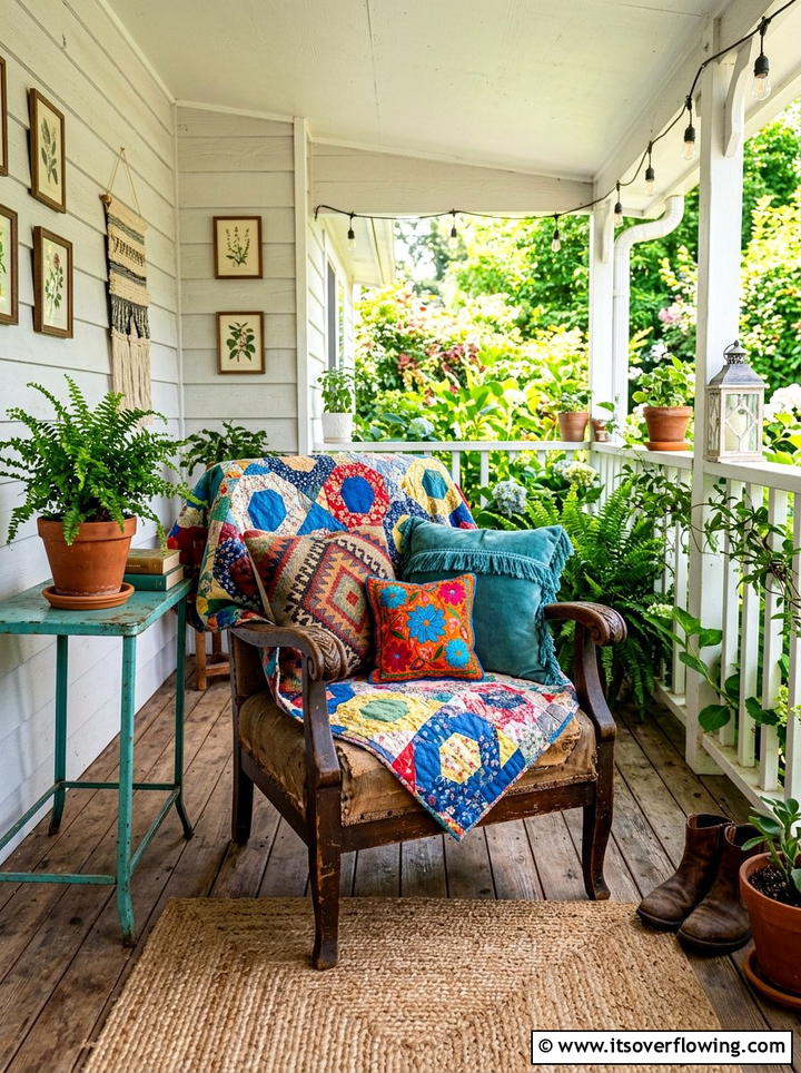 Eclectic Porch Chair - 25 front porch decor ideas with throws