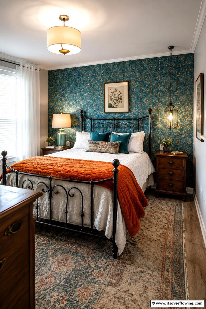 Eclectic Teal and Orange Guest Room - 30 Teal & Orange Room Color Schemes for Vibrant Home Decor
