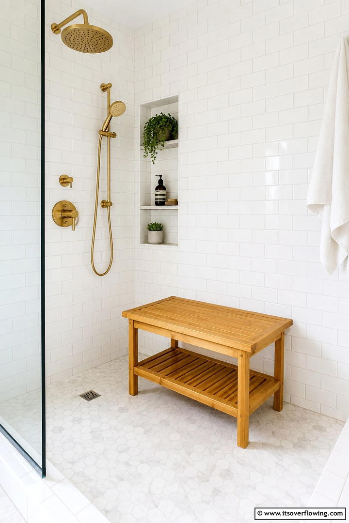 Eco Friendly Bamboo Bench - 30 Shower Bench Ideas for Functional Bathroom Designs