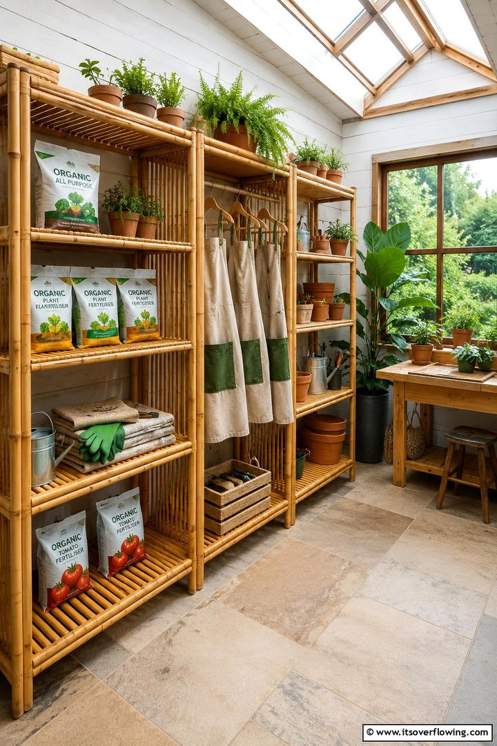 Eco Friendly Bamboo Shelves - 30 Shed Shelving Ideas for Optimal Storage Solutions