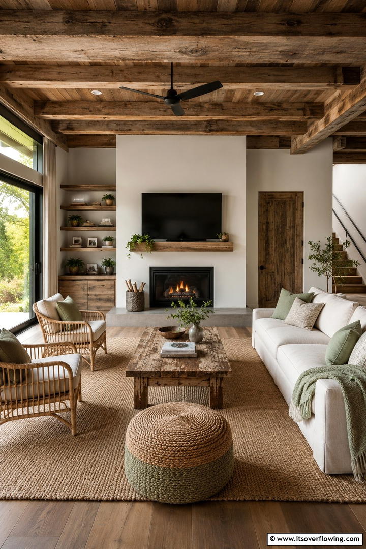 Eco Friendly Designs in Rustic Tones - 30 Rustic Sage Green Living Room Ideas for Earthy Elegance