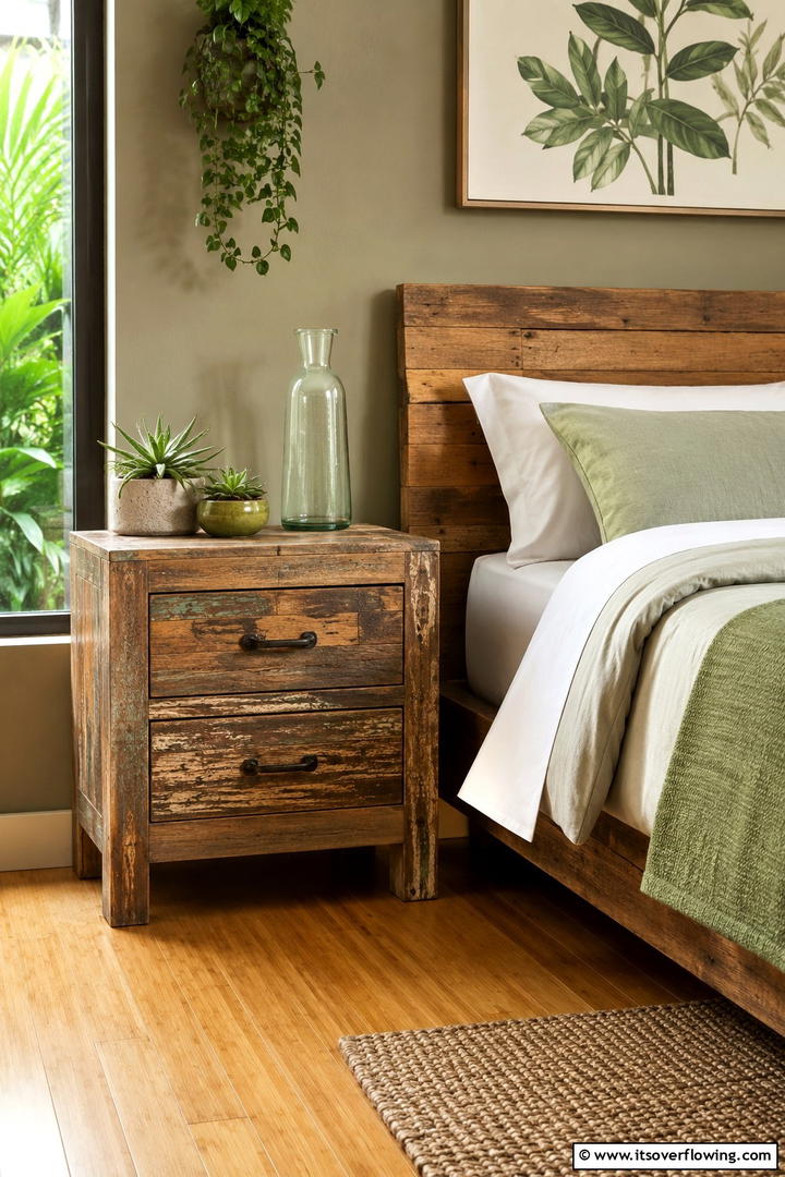 Eco Friendly Reclaimed Wood Nightstand - 30 Nightstand Decor Ideas to Enhance Your Bedroom Style