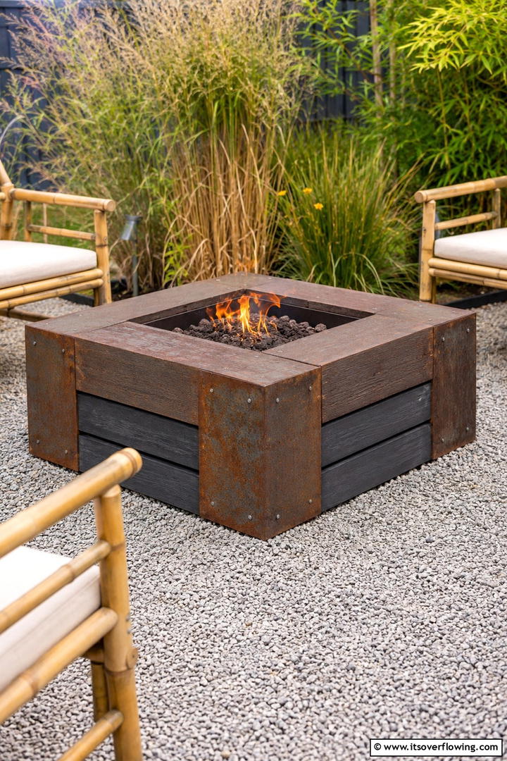 Eco Friendly Recycled Square Fire Pit - 30 Square Fire Pit Ideas for Modern Outdoor Gathering Spaces