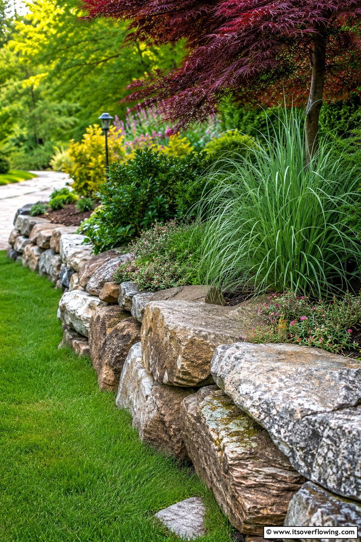 Eco Friendly Stone Reclamation Border - 30 Stone Garden Edging Ideas for Defined Outdoor Spaces