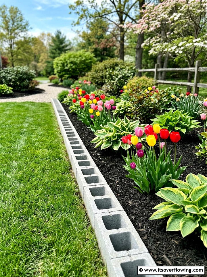 Edging For Flower Beds - 25 cheap garden ideas with cinder blocks