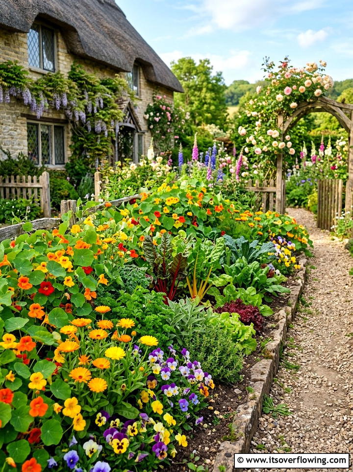 Edible Flower Border - 25 small garden ideas with edible garden