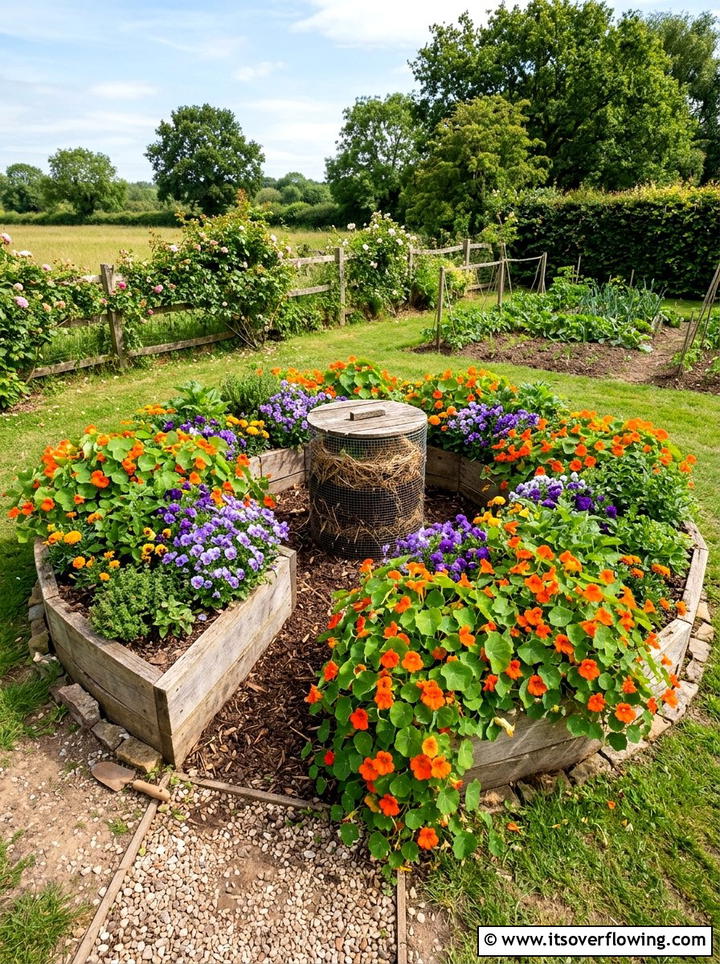 Edible Flower Garden - 25 creative garden ideas with keyhole garden beds