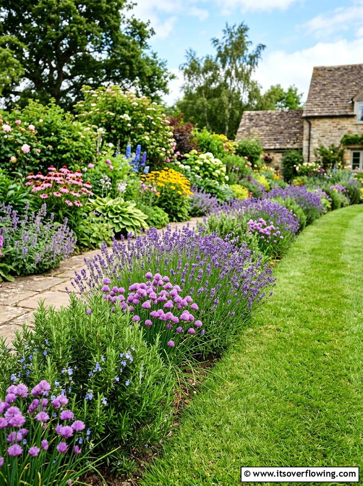 Edible Landscape Border - 25 backyard ideas with herb garden