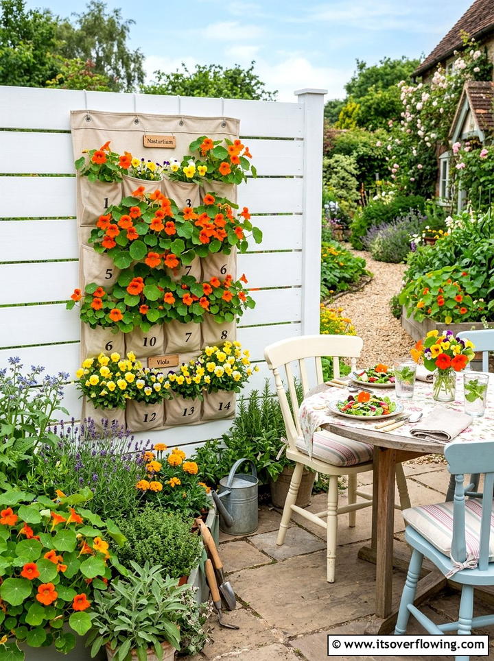Edible flower garden - 25 upcycled garden ideas with shoe organizers
