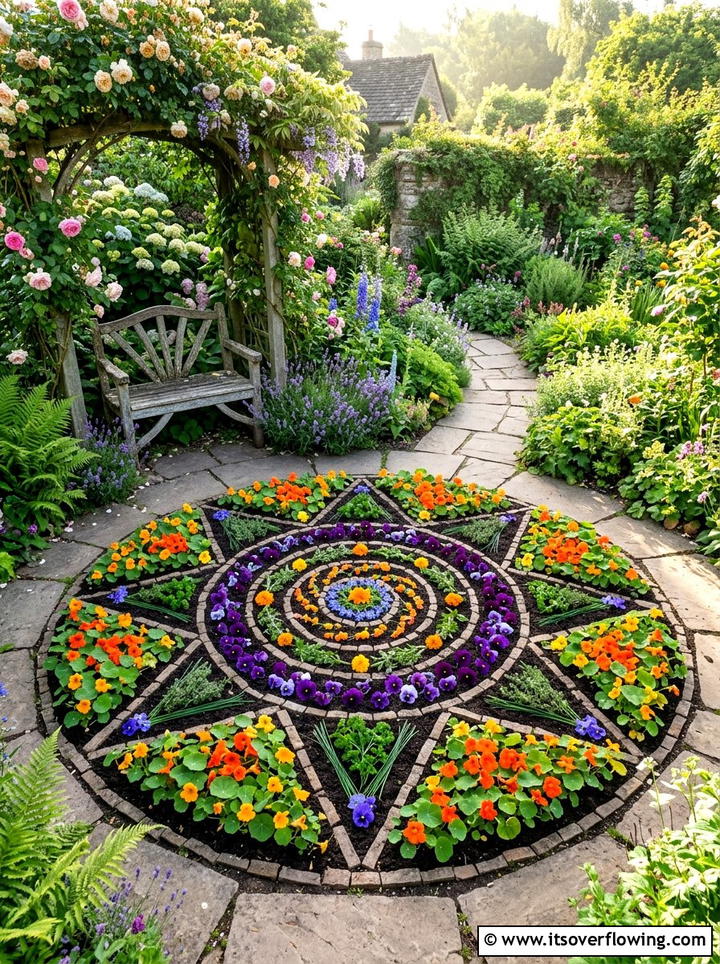Edible flower mandala - 25 creative garden ideas with mandala gardens