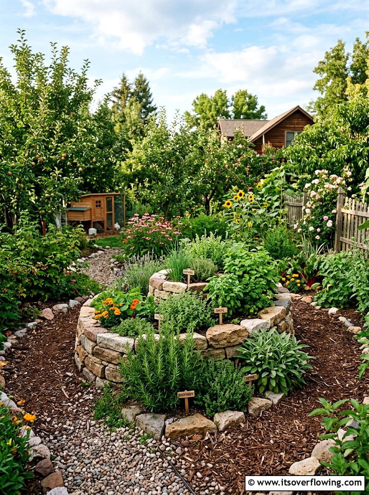 Edible landscape herb spiral - 25 garden ideas with herb spirals