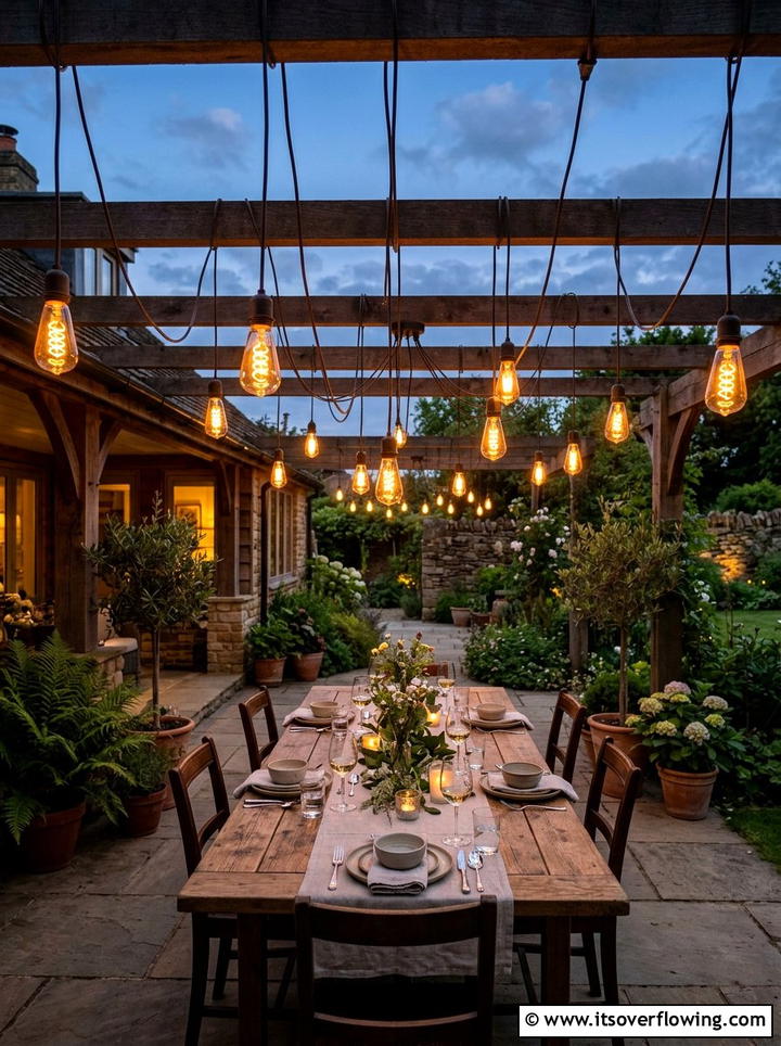 Edison Bulb String Light - 25 garden ideas for rustic style