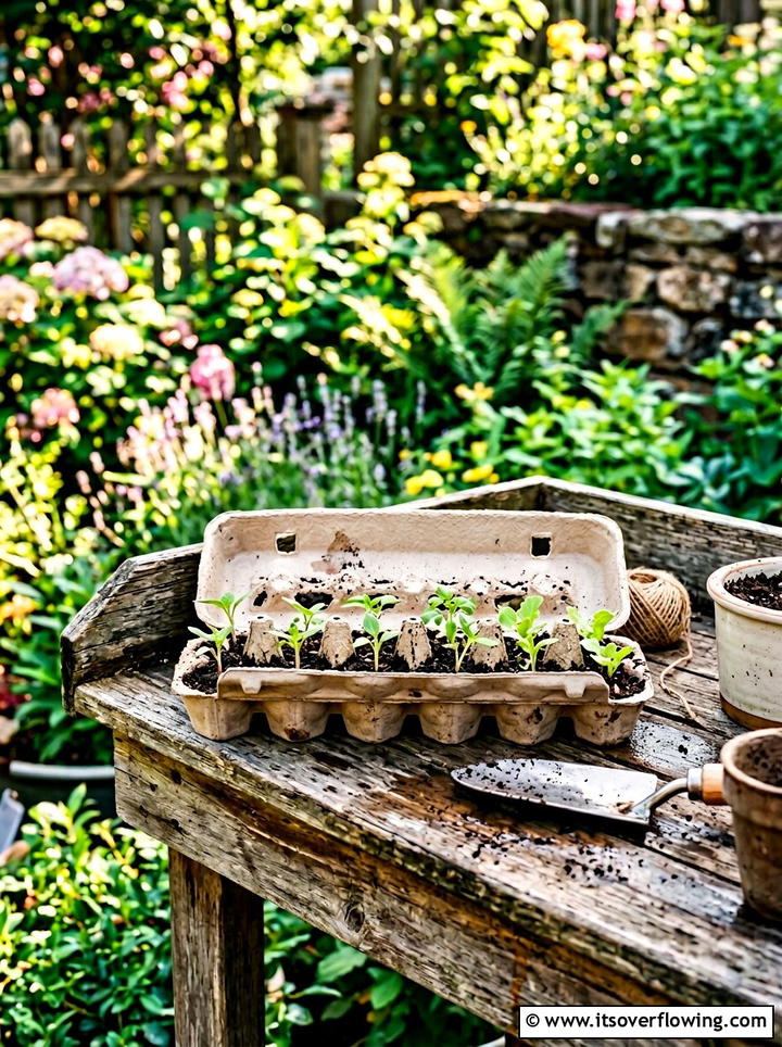Egg Carton Seedling Tray - 25 upcycled garden ideas for schools