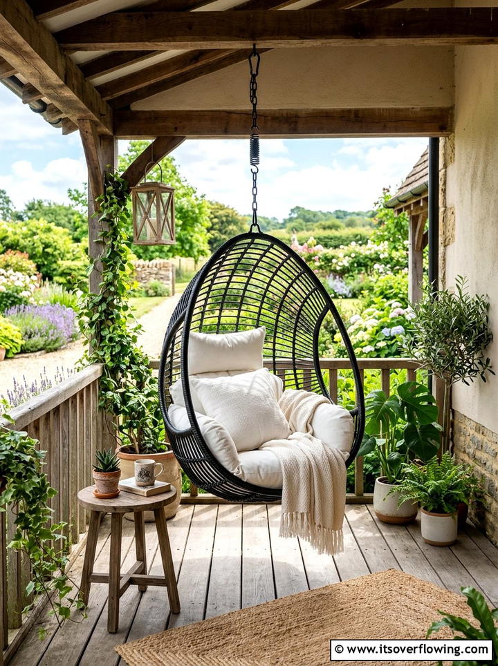 Egg Hanging Chair - 25 front porch ideas for deep porch