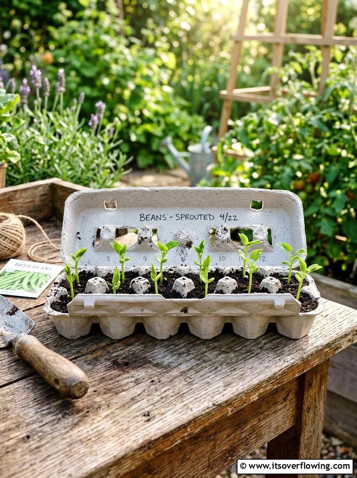 Egg carton seed starter - 25 upcycled garden ideas with kids projects