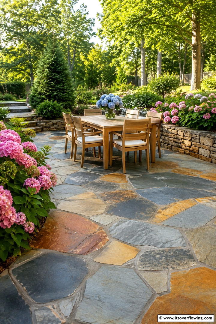 Elegant Flagstone Patio - 30 Stone Garden Ideas for Natural Outdoor Landscaping Designs