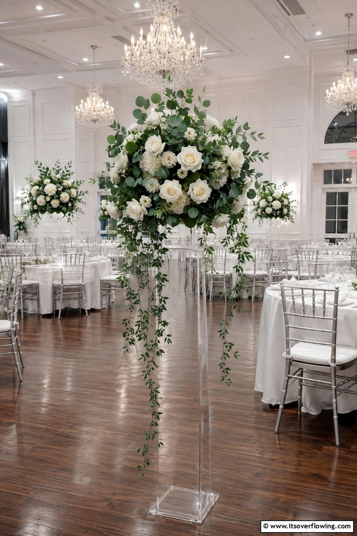 Elegant Floral Column - 30 Tall Wedding Centerpiece Ideas for Elegant Table Displays