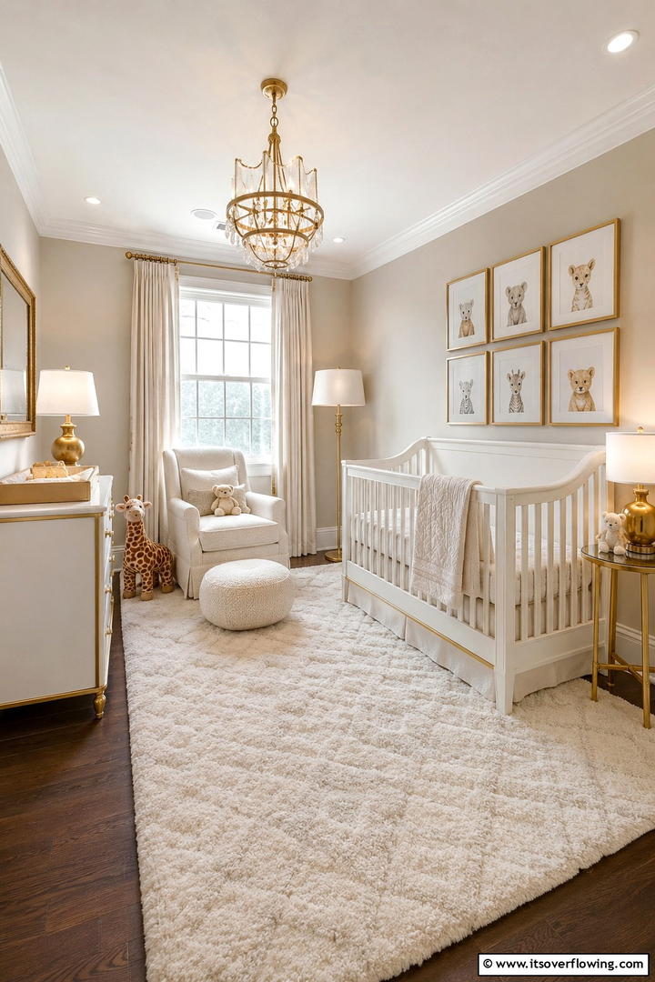 Elegant Gold Accents - 30 Soothing Nursery Color Ideas for a Calming Atmosphere