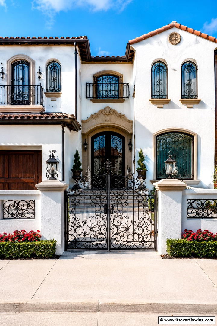 Elegant Iron Detailing - 30 Spanish Mediterranean House Ideas for Warm Exteriors