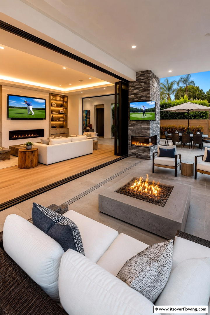 Elegant Minimalist Mounting - 30 Outdoor TV Ideas for Entertainment Under the Sky
