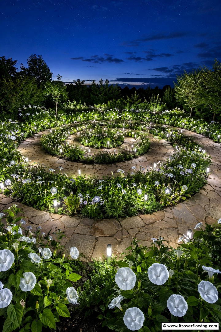Elegant Night Blooming Spiral - 30 Spiral Garden Design Ideas for Unique Outdoor Layouts