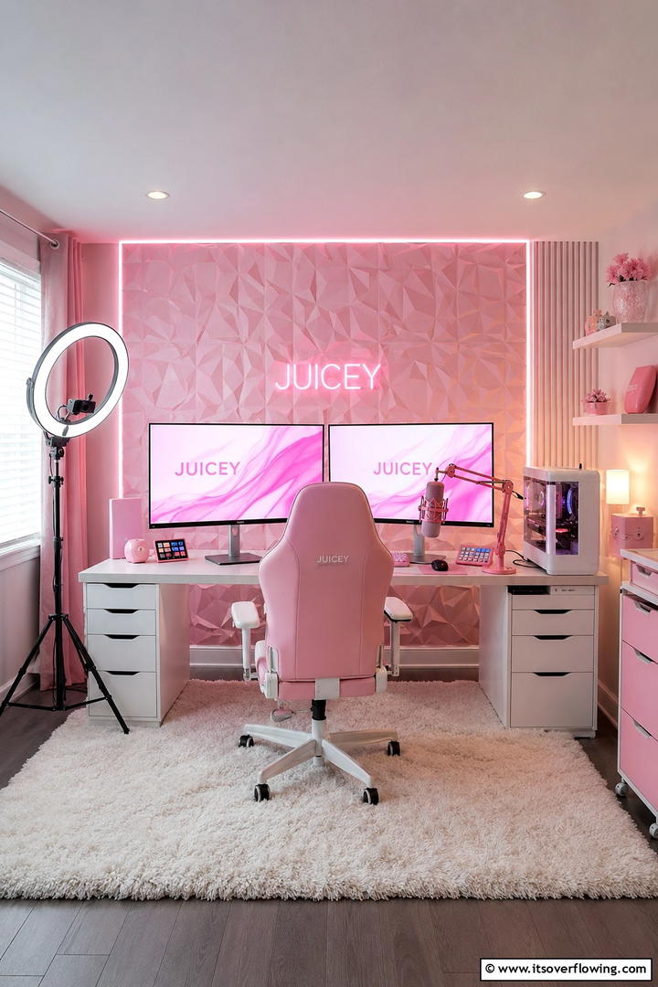 Elegant Pink Streaming Setup - 30 Pink Gaming Setup Ideas for a Vibrant Play Space