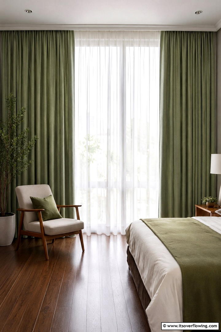 Elegant Sage Green Curtains - 30 Sage Green Bedroom Ideas for Serene Modern Spaces