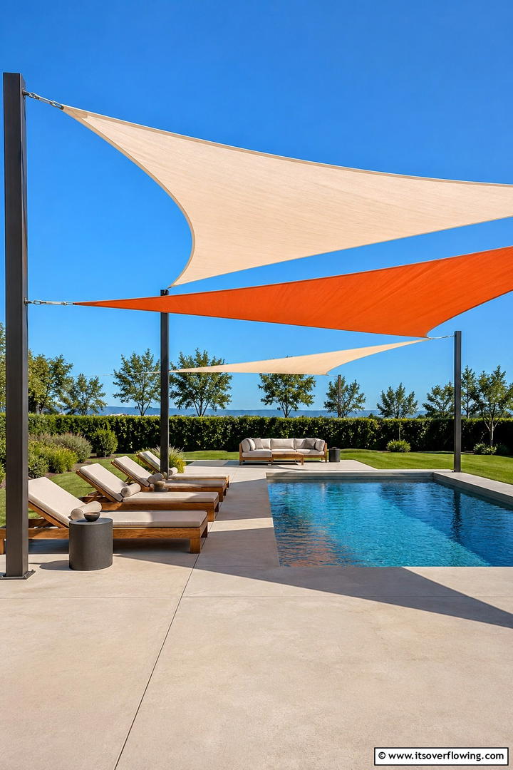 Elegant Sail Shades for Modern Pools - 30 Pool Shade Ideas for a Cool and Relaxing Oasis