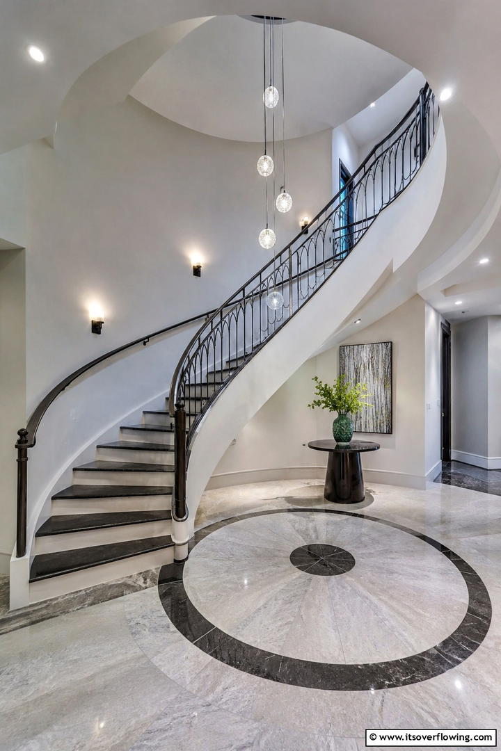 Elegant Spiral Stair Landing - 30 Stair Landing Ideas to Maximize Functional Spaces