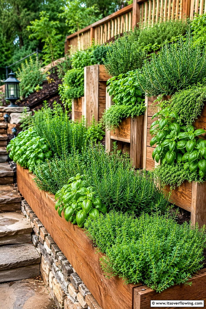 Elevated Herb Haven - 30 Sloped Garden Ideas to Transform Challenging Yards