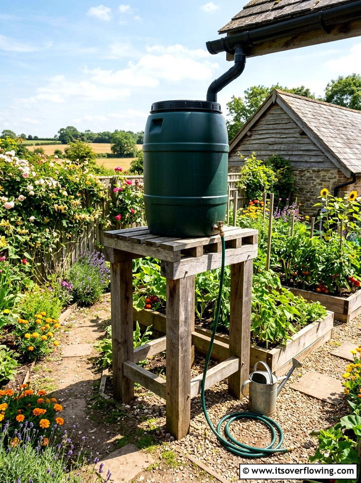 Elevated rain barrel stand - 25 garden ideas with rain barrels