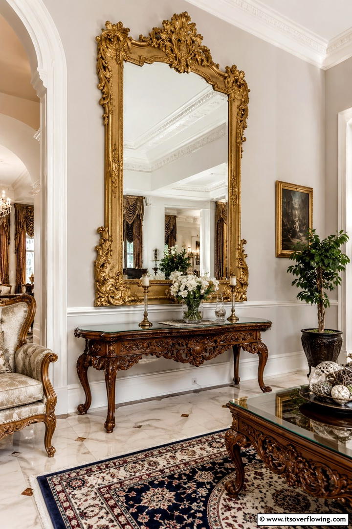 Embellished Mirrors of Grace - 30 Traditional Living Room Ideas for Timeless Elegance