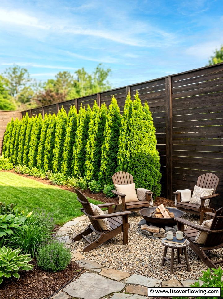 Emerald Green Arborvitae Row - 25 backyard ideas with privacy trees