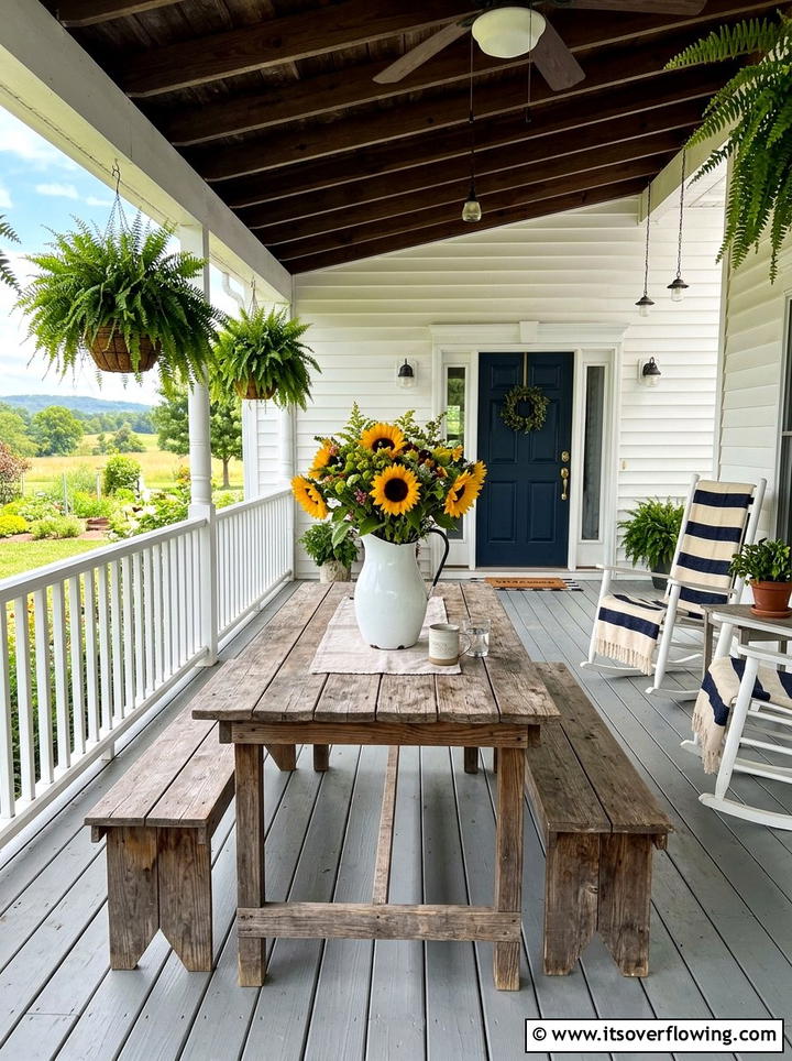 Enamel Pitcher Vase - 25 reusing old things ideas for porch