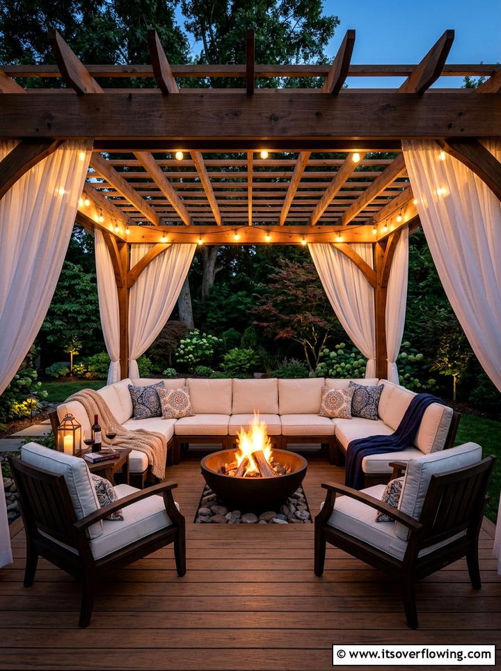Enclosed Pergola Fire Pit - 25 backyard ideas with pergola and fire pit