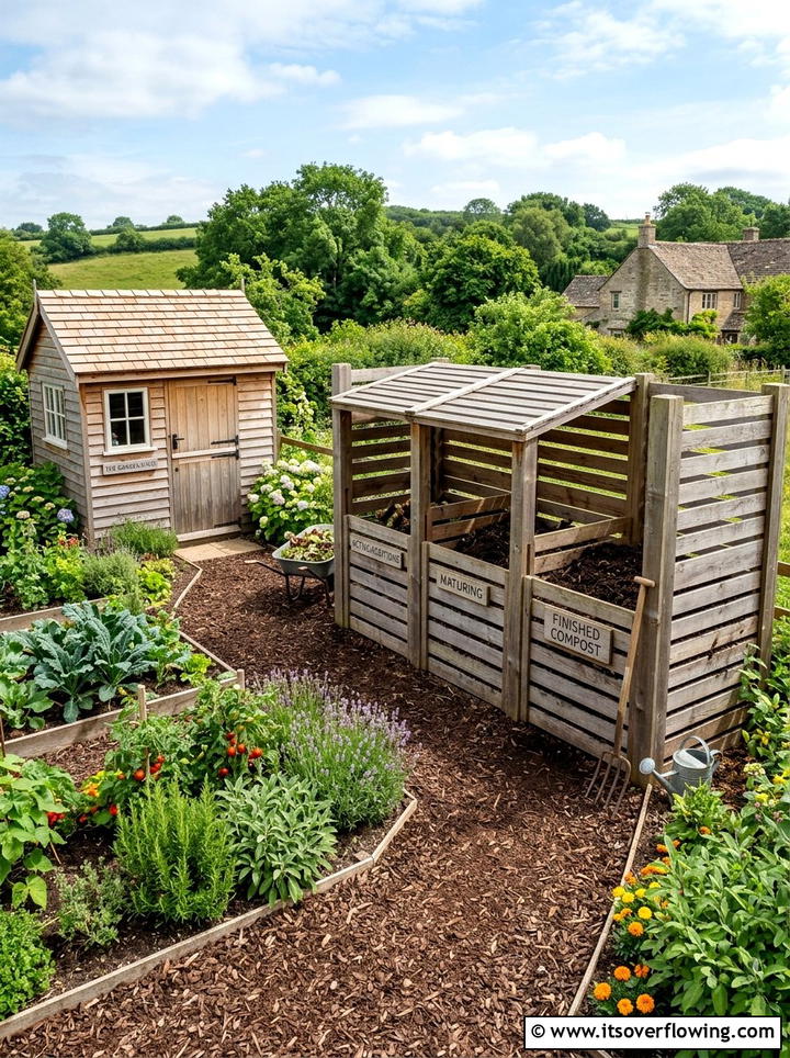 Enclosed Wood Slat Station - 25 backyard ideas with compost station