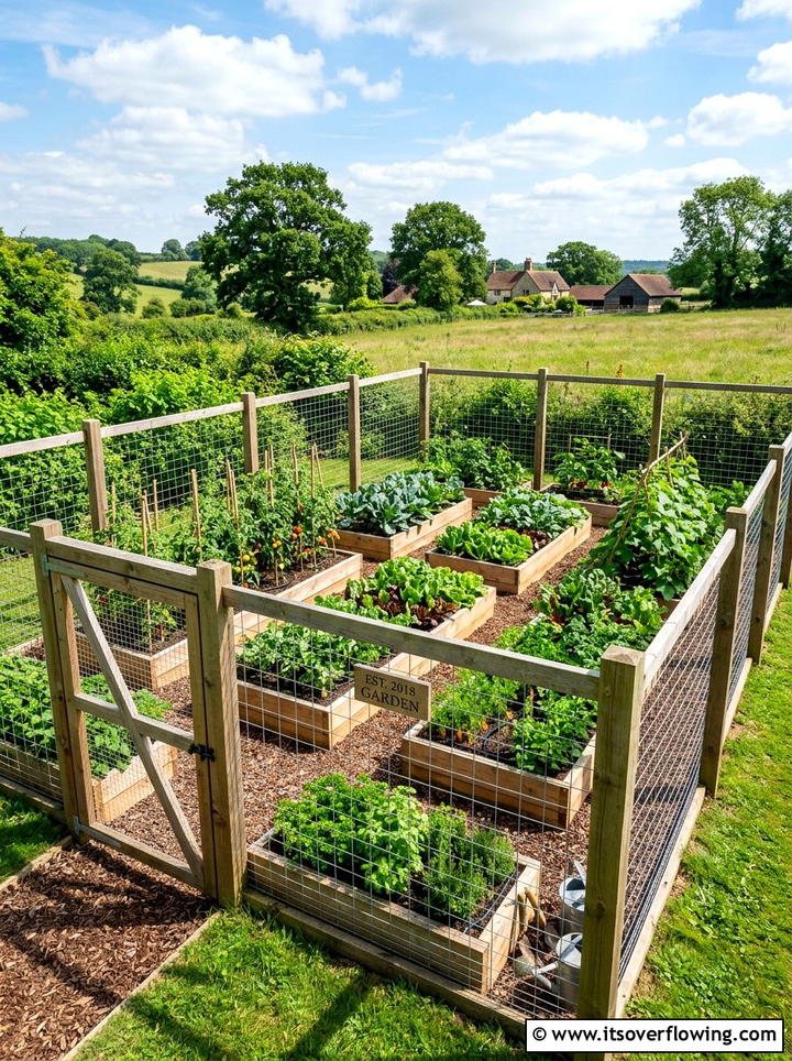 Enclosed garden with fence - 25 backyard ideas with raised planter boxes