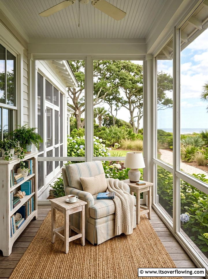 Enclosed porch reading nook - 25 backyard ideas with reading nook