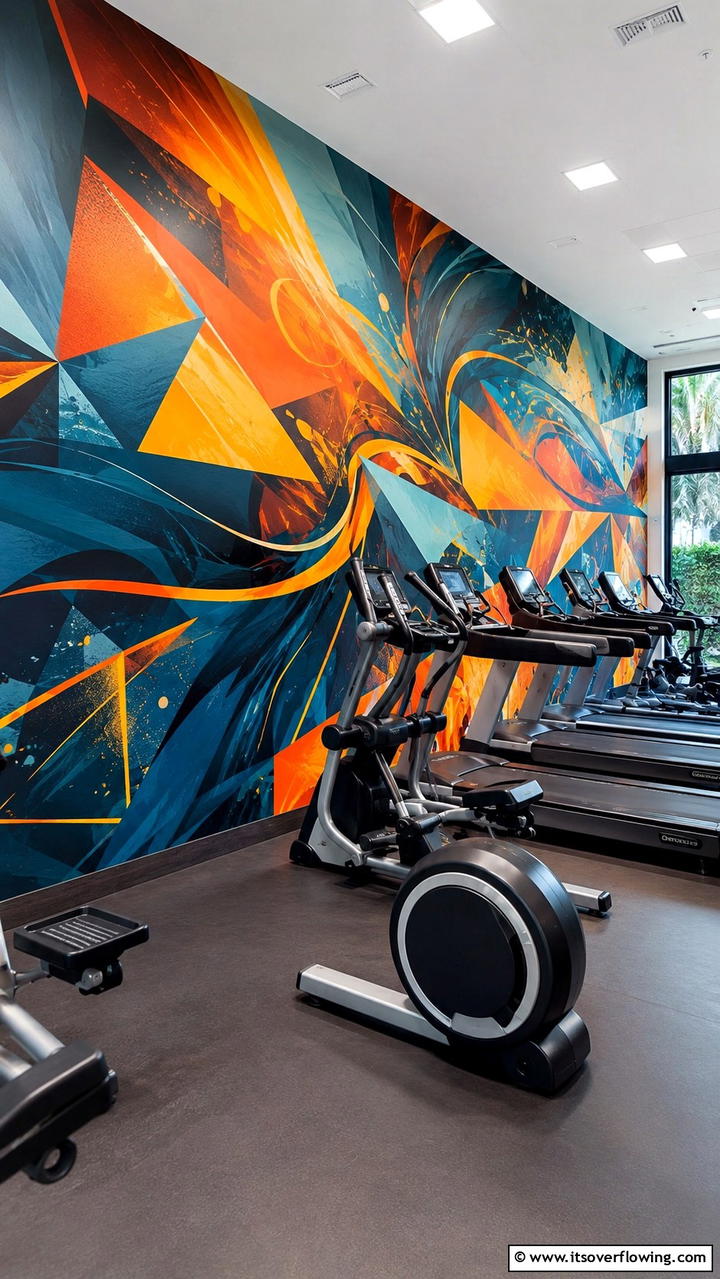 Energetic Abstract Patterns - 20 Gym Murals to Inspire Your Workout Space