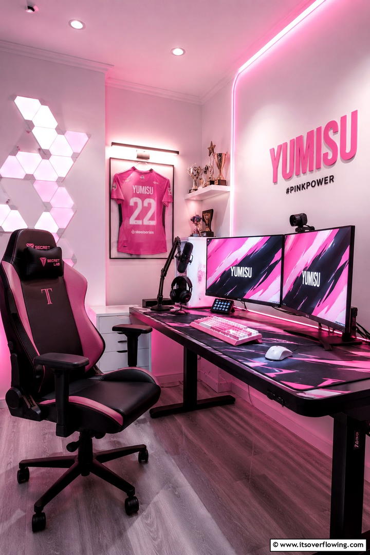 Energetic Pink eSports Setup - 30 Pink Gaming Setup Ideas for a Vibrant Play Space