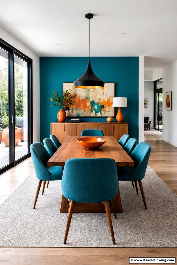 Energetic Teal and Orange Dining Space - 30 Teal & Orange Room Color Schemes for Vibrant Home Decor