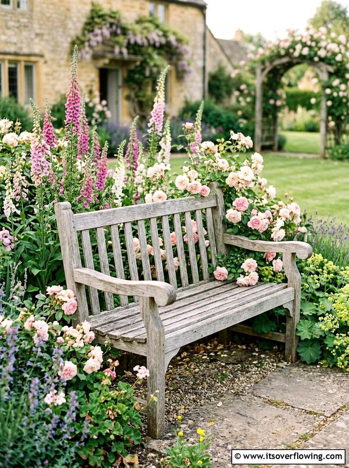 English Cottage Bench - 25 garden design ideas with seating zones