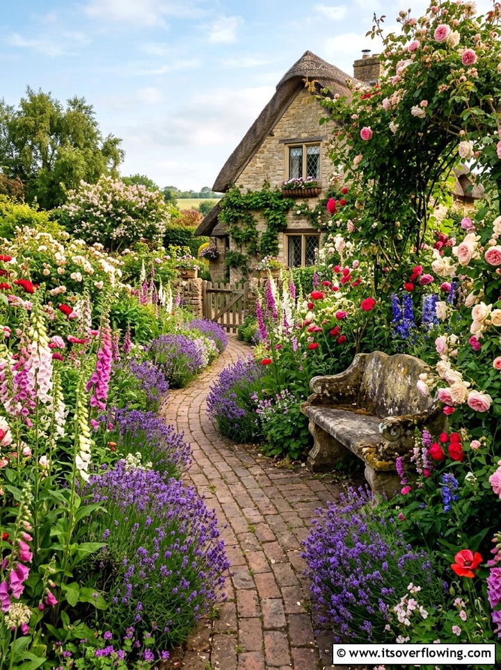 English Cottage Garden - 25 backyard ideas with meditation corner