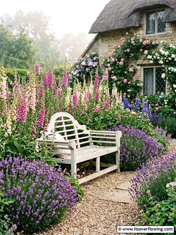 English Cottage Garden Bench - 25 garden decor ideas with benches