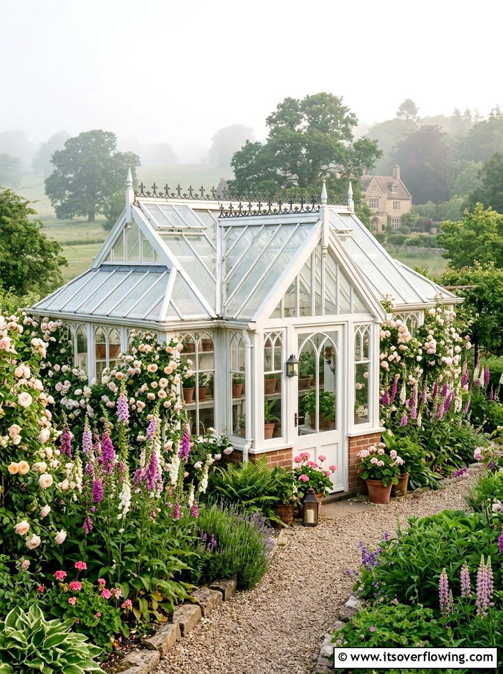 English Country Greenhouse - 25 backyard ideas with greenhouse