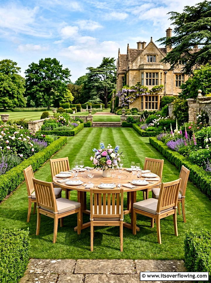 English Garden Dining Table - 25 backyard ideas with dining area
