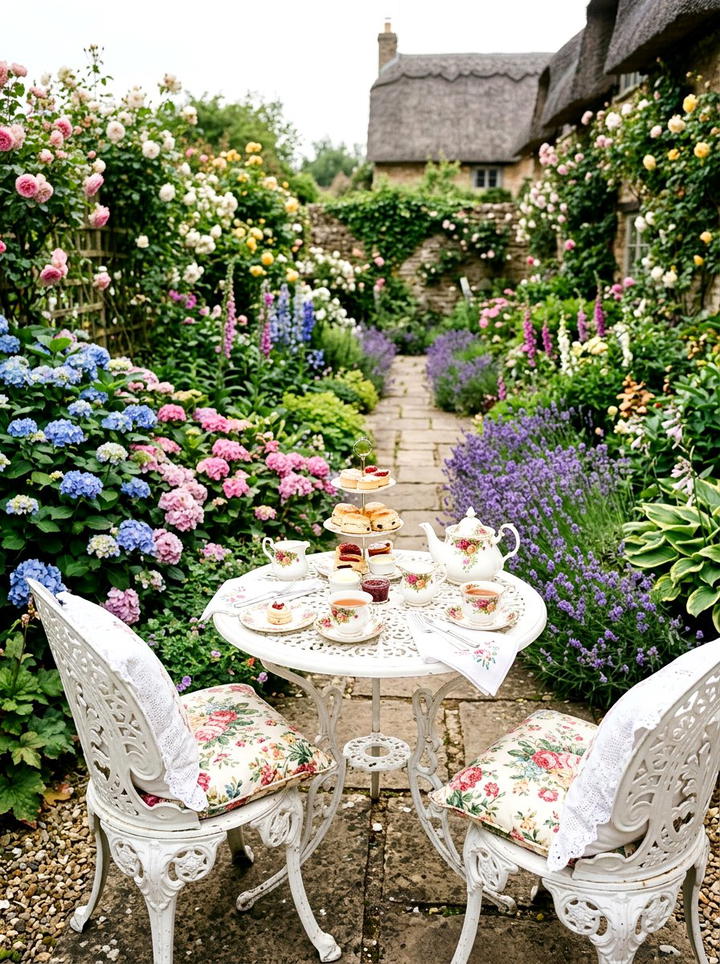 English Garden Tea Set - 25 backyard decorating ideas with centerpiece tables