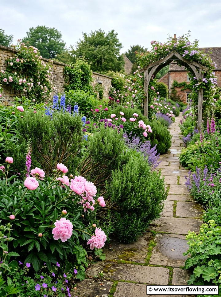 English Garden With Rosemary - 25 garden design ideas with herbs and flowers