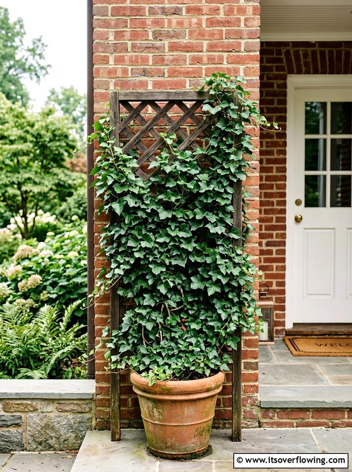 English Ivy Trellis - 25 front porch ideas with shade plants